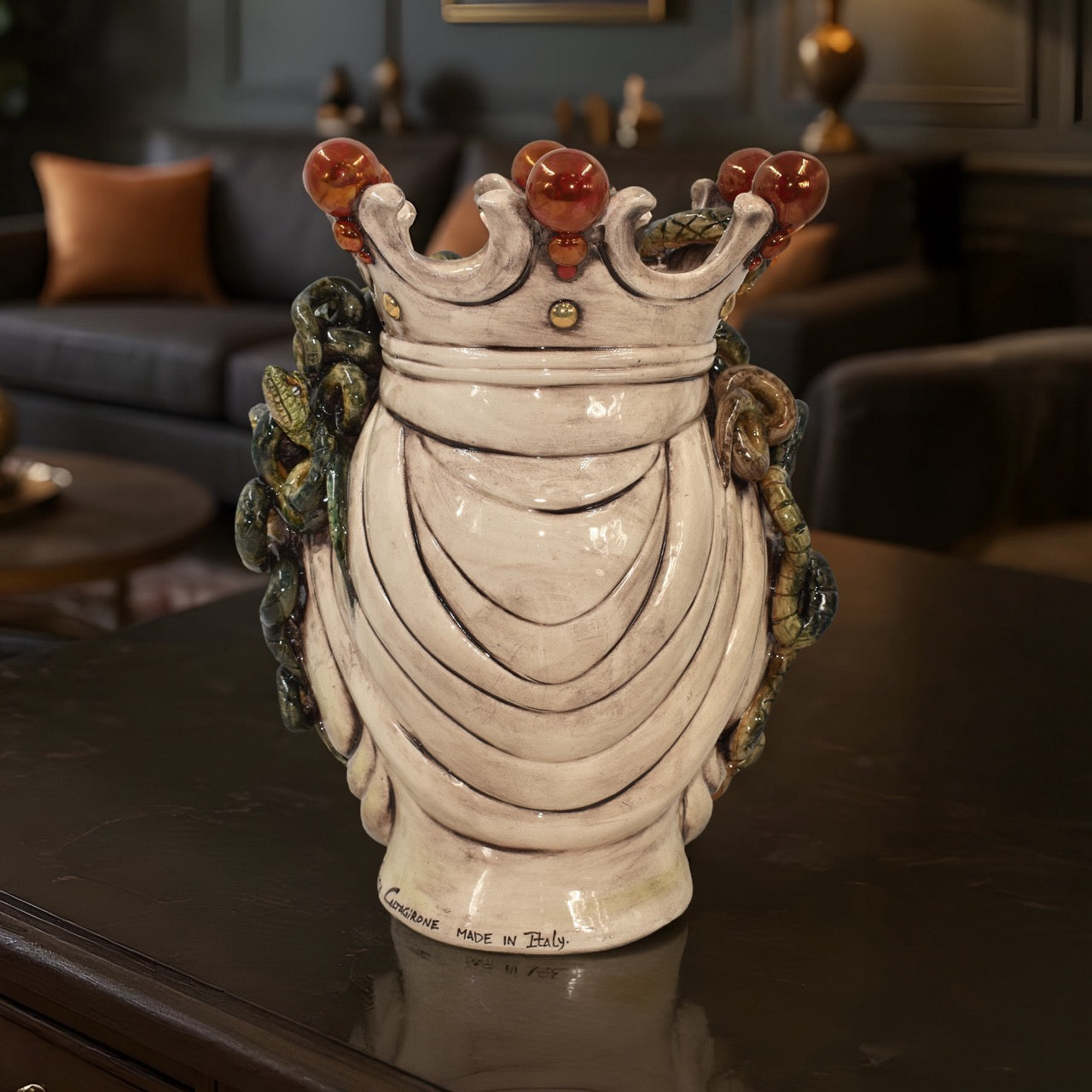 testa-h-38-medusa-madreperla-oro-e-lustri-ceramiche-di-caltagirone-sofia-6 - Moorish Head