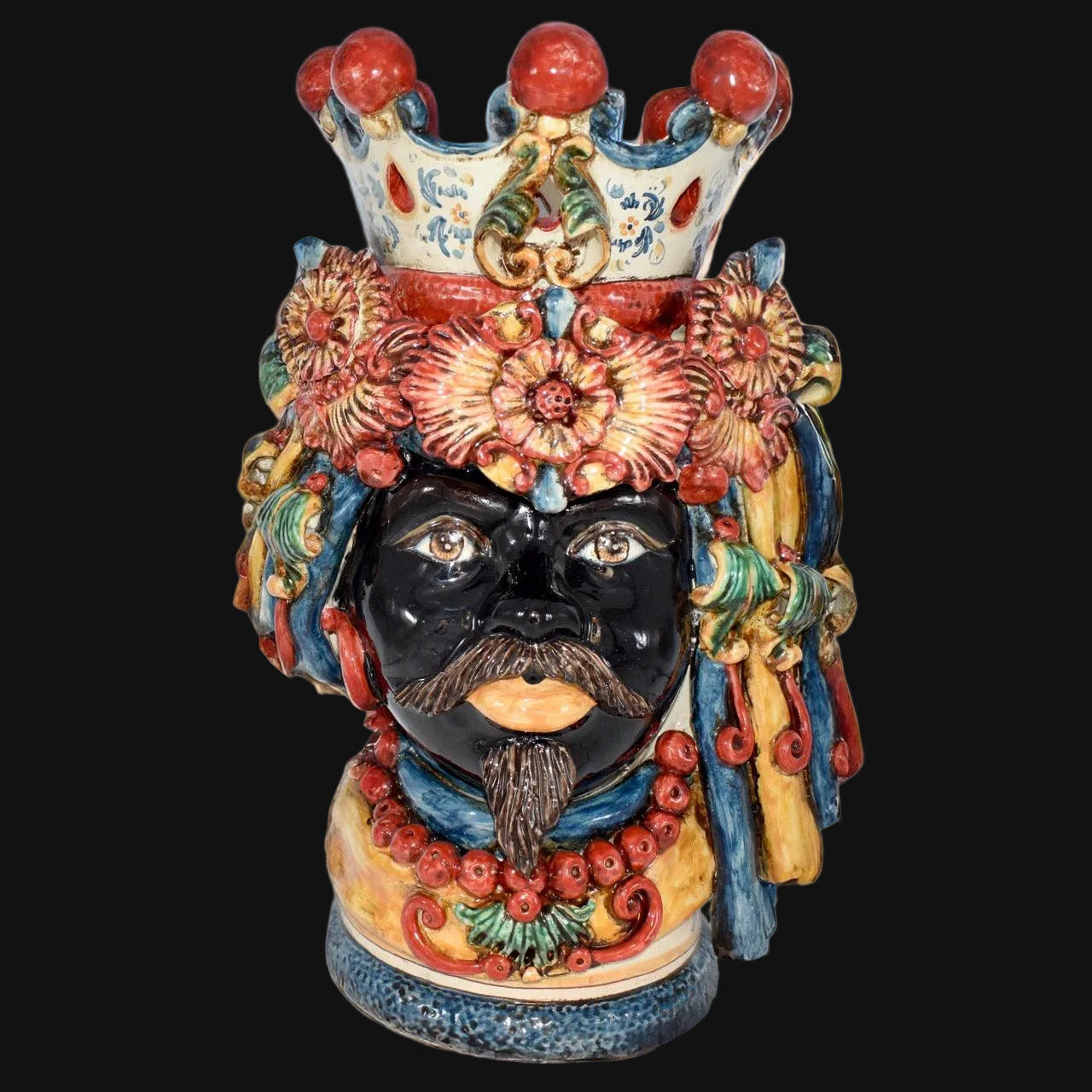 testa-h-50-cturbante-decoro-sicily-maschio-moro-ceramiche-di-caltagirone-sofia-98263 - Moorish Head