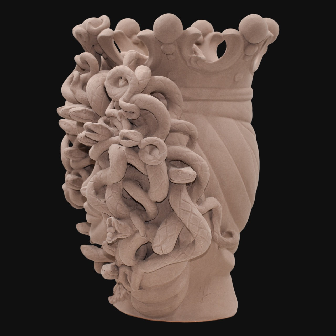 Medusenkopf H 38 cm – Taubengrau Matt | Keramik Caltagirone