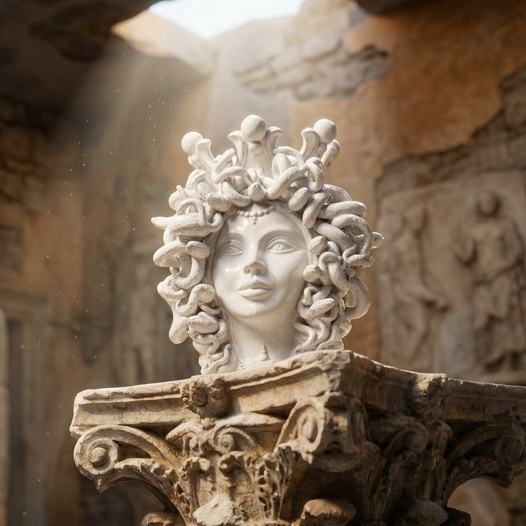 Medusa Head h 38 cm - White Line | Caltagirone Ceramics